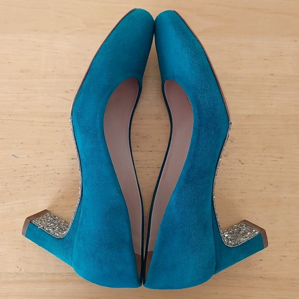 Miu Miu Green Suede Glittering Sole Heels - Picture 9 of 15